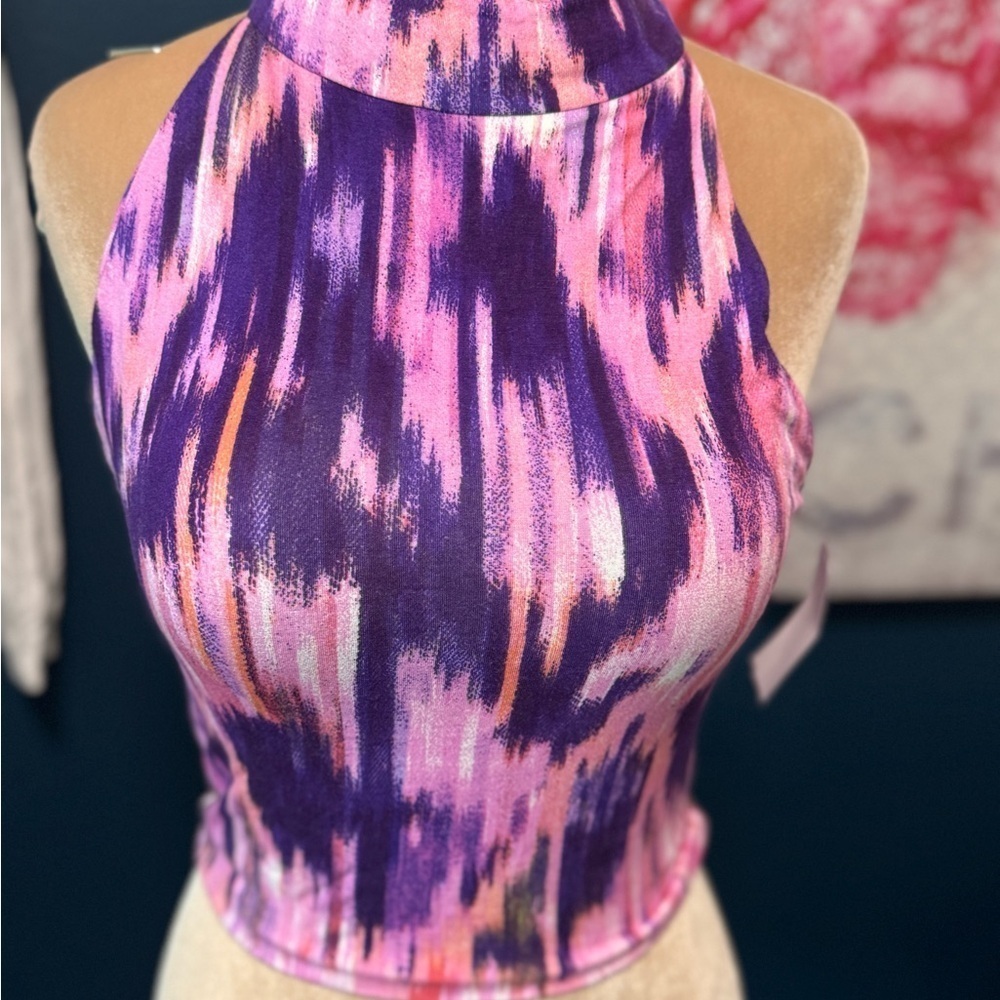 Tart Vibrant Purple and Pink Halter Top S.